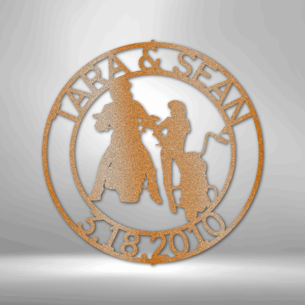 Chopper Motorcycle Couple Personalized Steel Sign - Throttle Society